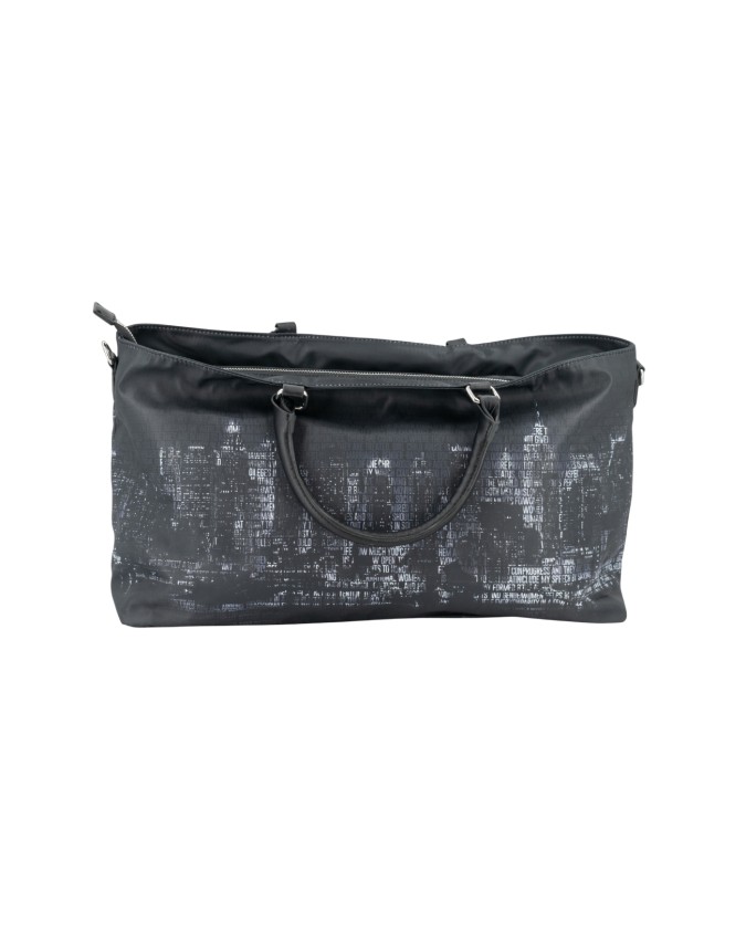 Ynot - Shopping bag grande con doppio manico corto in nylon Grunge