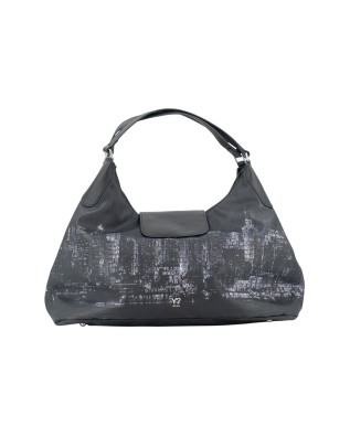 Ynot - Borsa a spalla shopping con patta in nylon L Grunge