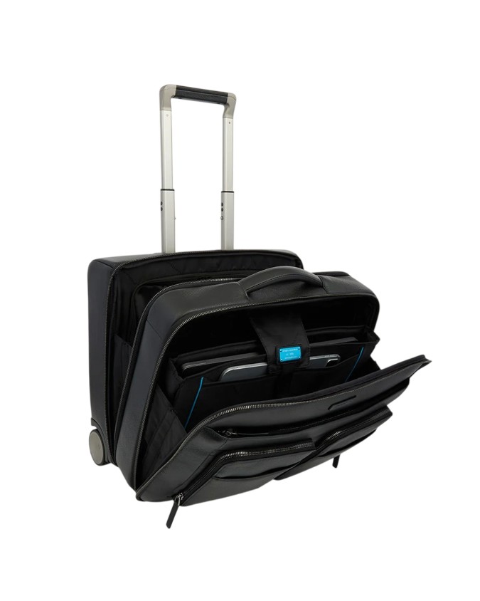  Piquadro - Cartella pilota con ruote in pelle porta pc 15.6''