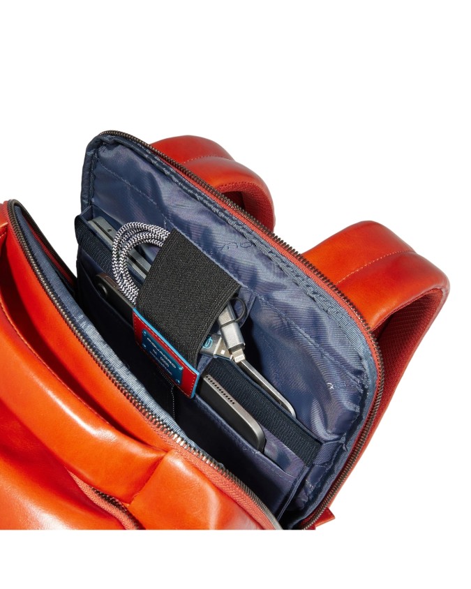  Piquadro - Zaino in pelle porta pc 15,6'' a tre scomparti Blue