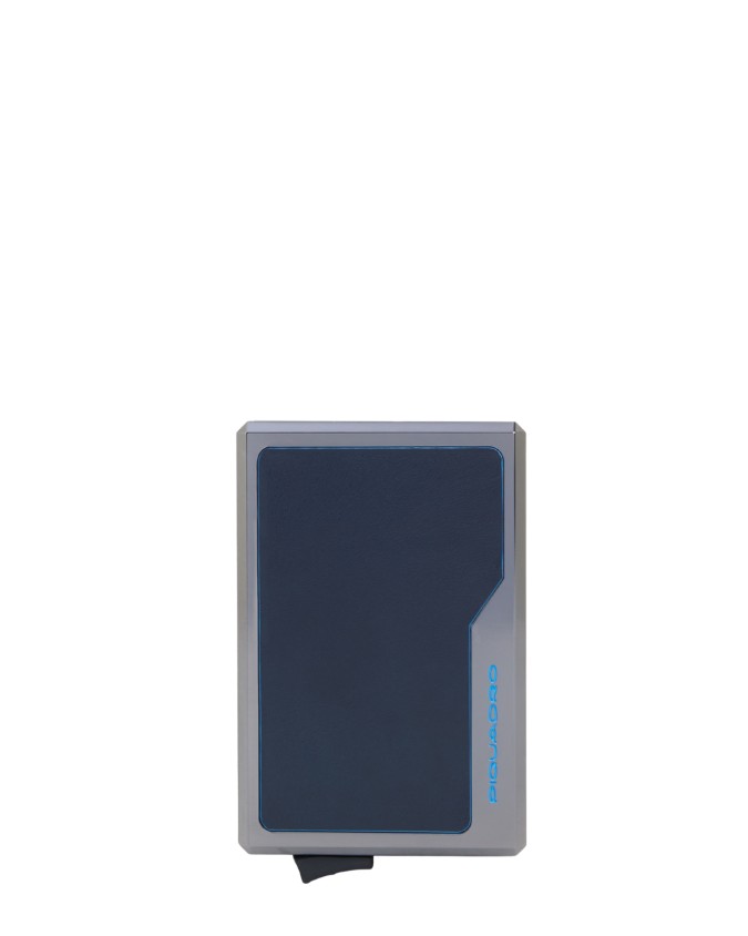  Piquadro - Portacarte di Credito MagSafe in Alluminio e Pelle