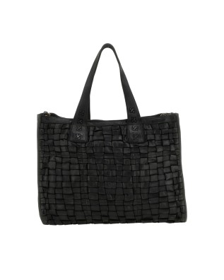  Campomaggi - Borsa shopping in pelle di vacchetta intrecciata