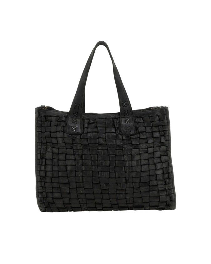  Campomaggi - Borsa shopping in pelle di vacchetta intrecciata