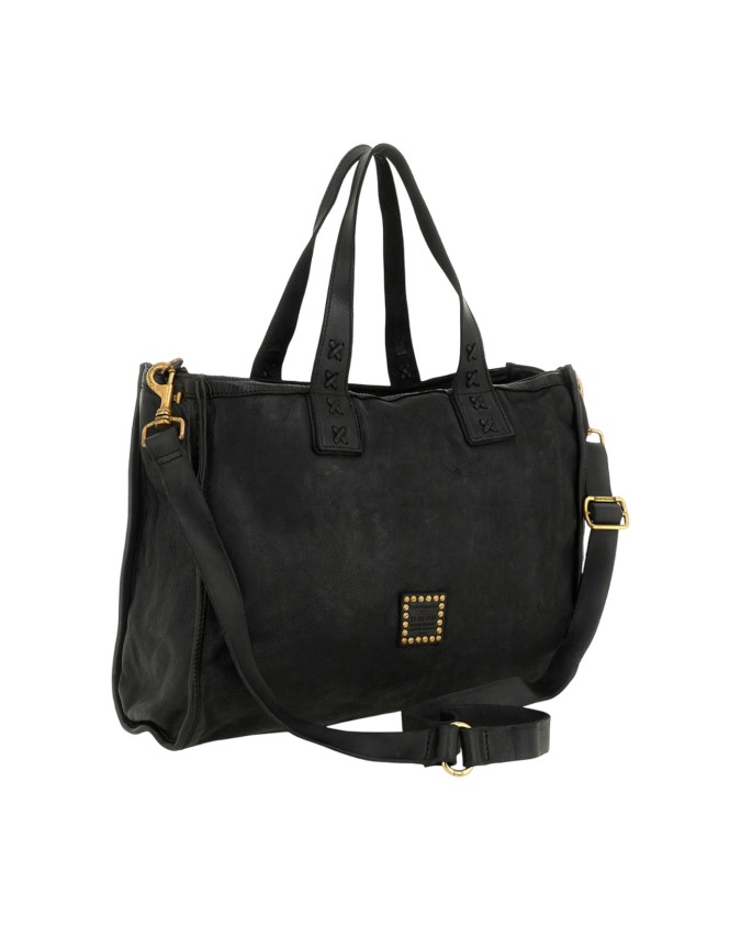  Campomaggi - Borsa shopping in pelle di vacchetta intrecciata