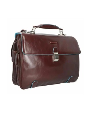 Piquadro - Cartella in pelle a due soffietti porta PC 15" Blue Square 2