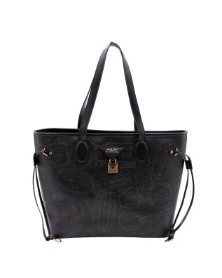 Alv By Alviero Martini - Borsa shopping in poliuretano con doppio manico Big Logo