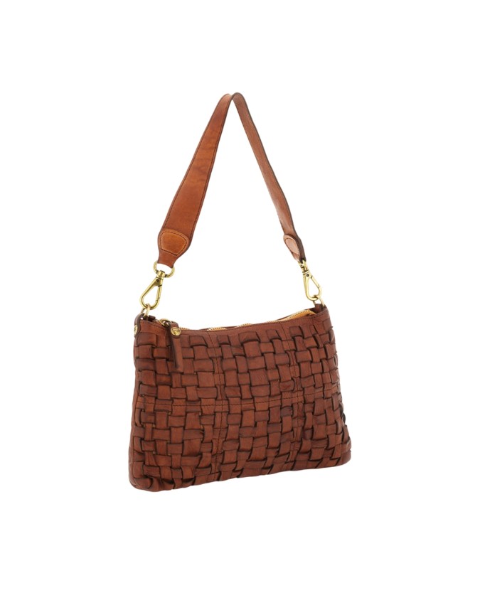  Campomaggi - Borsa a spalla in pelle intrecciata con manico