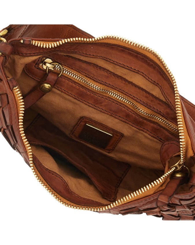  Campomaggi - Borsa a spalla in pelle intrecciata con manico