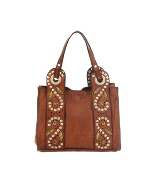 Campomaggi - Borsa a tracolla mini in pelle con borchie e traforatura Dafne