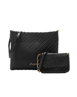 Alv By Alviero Martini - Borsa hobo large con pochette in poliuretano intrecciato Ginevra 2