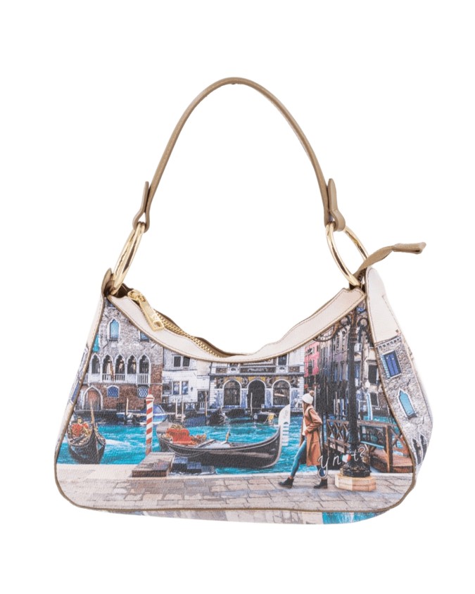 Ynot - Borsa a spalla a sacca in ecopelle stampa città Yesbag
