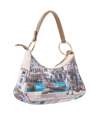 Ynot - Borsa a spalla a sacca in ecopelle stampa città Yesbag 2