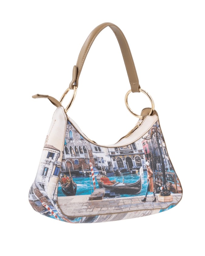 Ynot - Borsa a spalla a sacca in ecopelle stampa città Yesbag
