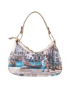 Ynot - Borsa a spalla a sacca in ecopelle stampa città Yesbag