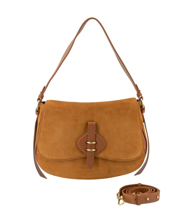  Coccinelle - Borsa a spalla in pelle scamosciata Large con