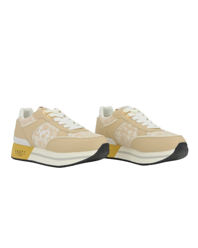  Ynot - Sneakers Donna Platform in Pelle e Tessuto