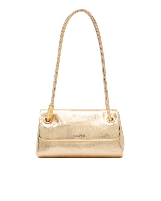Trussardi - Borsa a spalla e tracolla in pelle con finitura dorata mini Orbita