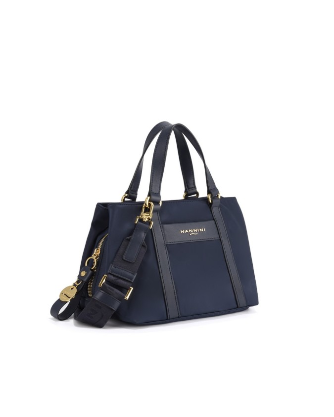  Nannini - Borsa a mano in nylon e pelle con doppio manico