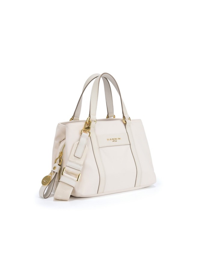  Nannini - Borsa a mano in nylon e pelle con doppio manico