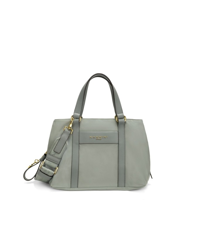  Nannini - Borsa a mano in nylon e pelle con doppio manico