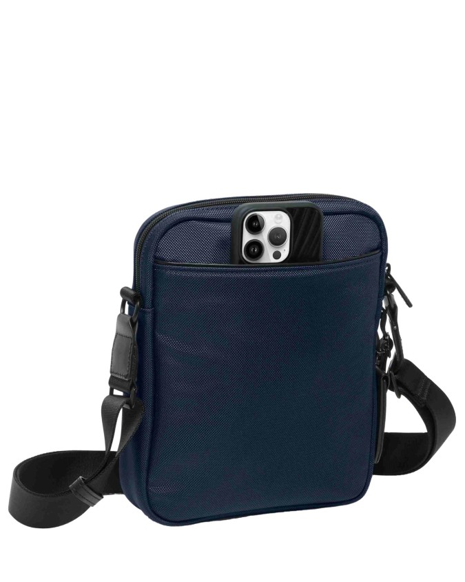  Tumi - Borsa a tracolla compatta in pelle in nylon balistico