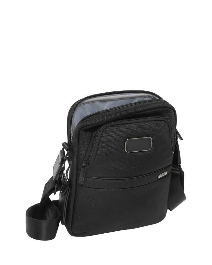  Tumi - Borsa a tracolla compatta in pelle in nylon balistico