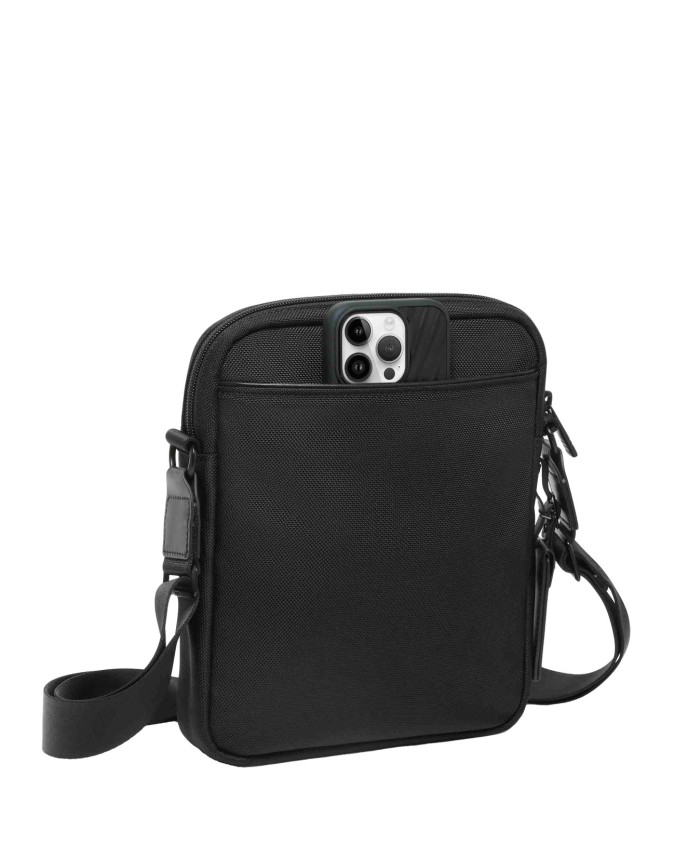  Tumi - Borsa a tracolla compatta in pelle in nylon balistico