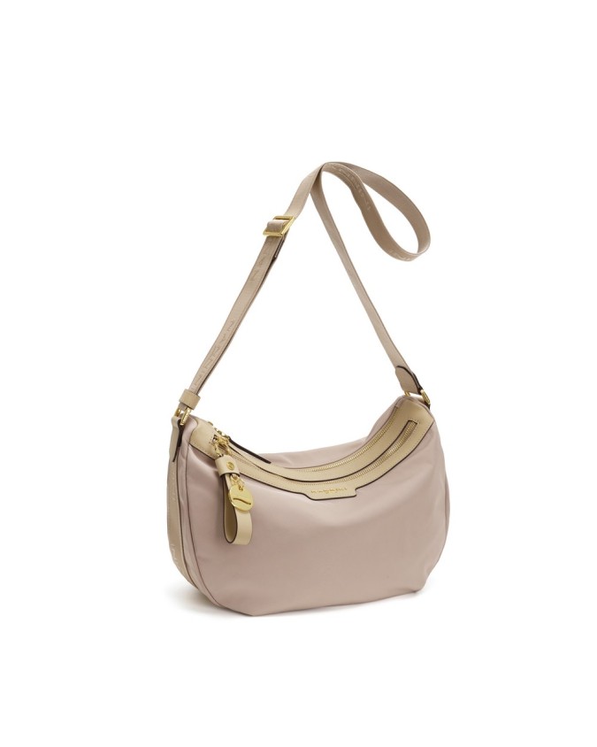  Nannini – Borsa a spalla mezzaluna in nylon e pelle Liberty