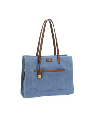 Nannini - Nylontasche mit Lederdetails Carla - Jeans/Leder