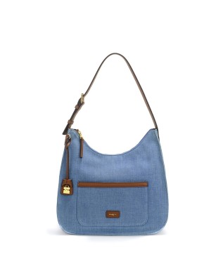 Nannini - Borsa a spalla hobo in denim e pelle Carla