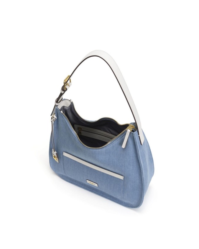  Nannini - Borsa a spalla hobo in denim e pelle Carla