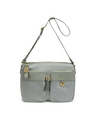  Nannini - Borsa a tracolla in nylon e pelle con tasche esterne