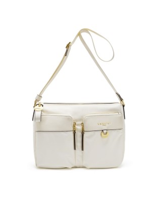  Nannini - Borsa a tracolla in nylon e pelle con tasche esterne
