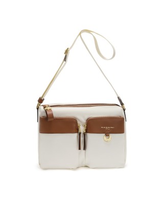  Nannini - Borsa a tracolla in nylon e pelle con tasche esterne