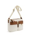  Nannini - Borsa a tracolla in nylon e pelle con tasche esterne