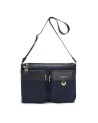  Nannini - Borsa a tracolla in nylon e pelle con tasche esterne