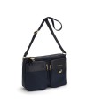  Nannini - Borsa a tracolla in nylon e pelle con tasche esterne