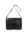  Nannini - Borsa a tracolla in nylon e pelle con tasche esterne