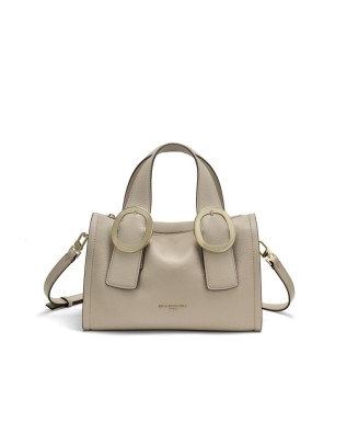  Nannini - Borsa a bauletto in pelle granata e scamosciata con
