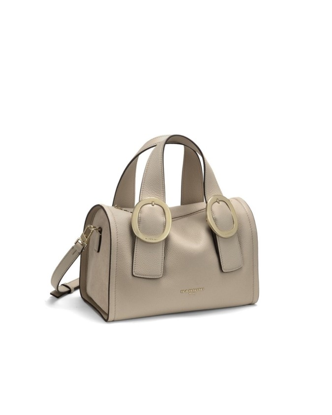  Nannini - Borsa a bauletto in pelle granata e scamosciata con