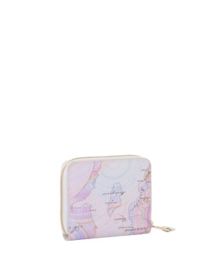 Alviero Martini Prima Classe - Portafoglio zip-around piccolo in tessuto goffrato Geo Dots Art 2