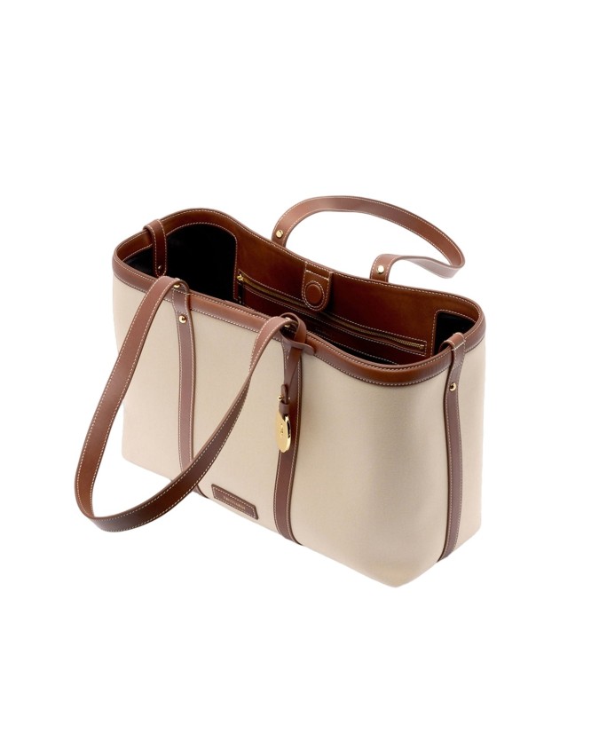  Trussardi - Borsa shopper in canvas e pelle Elba