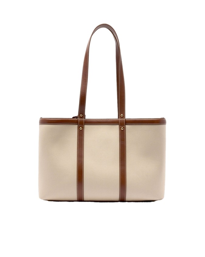  Trussardi - Borsa shopper in canvas e pelle Elba