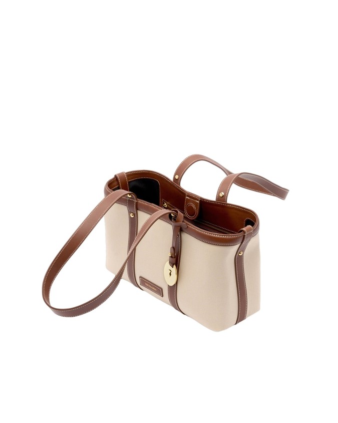  Trussardi - Borsa shopper piccola in canvas e pelle Elba
