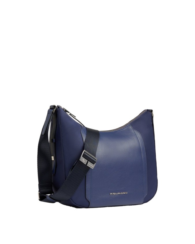  Piquadro - Borsa tracolla donna in pelle e tessuto riciclato