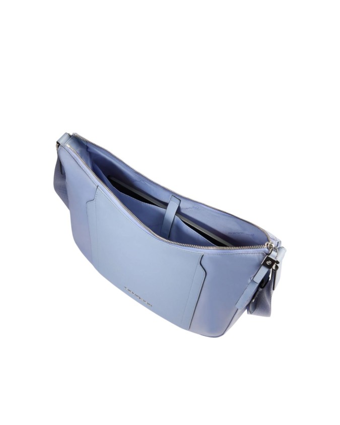 Piquadro - Damen-Umhängetasche aus Leder und recyceltem Stoff