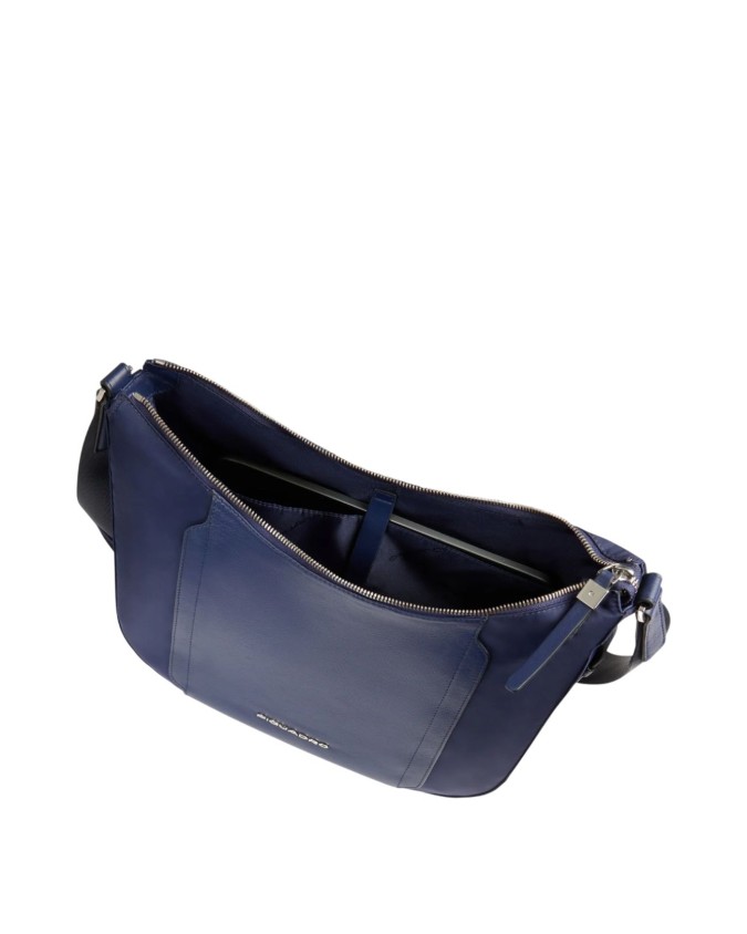Piquadro - Damen-Umhängetasche aus Leder und recyceltem Stoff