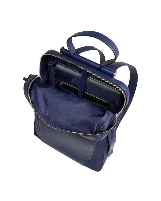  Piquadro - Zaino donna in pelle e tessuto riciclato porta pc