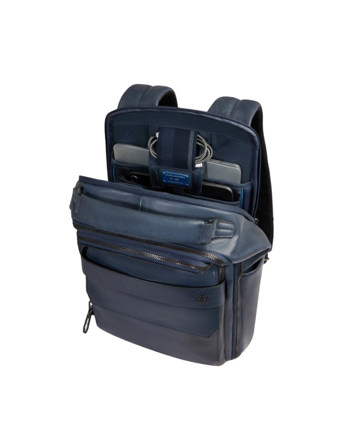 Piquadro - Zaino da viaggio in pelle personalizzabile porta pc 14" Solm