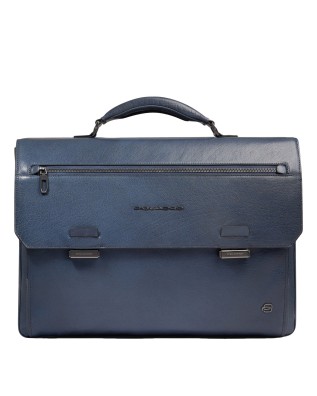 Piquadro - Solm Leather Briefcase with Flap, Fits a 15.6''